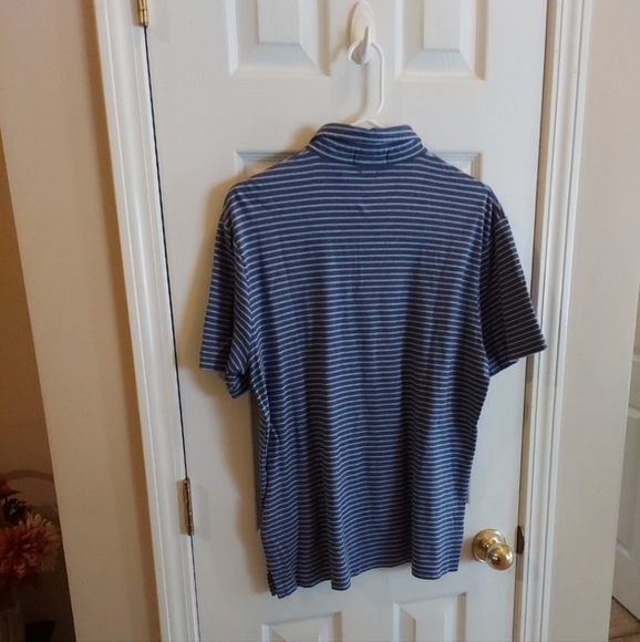 Polo Ralph Lauren Classic Fit Open Sleeve Blue Striped Polo Shirt Blue MED EUC! - Picture 2 of 7